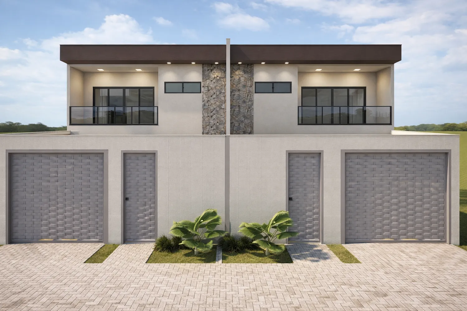 Casa Santo Antônio: fachada dos dois sobrados geminados de 160 m² cada